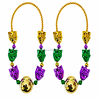 Collar de cuentas metálicas gigantes de Mardi Gras, estilo Comedia y Tragedia, venta al por mayor de fábrica