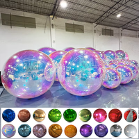 Grande sphère suspendue iridescente, ballon miroir gonflable en PVC pour publicité flottante