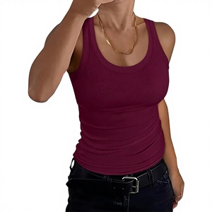 Camiseta sin mangas de punto sólido de calidad premium personalizada para mujer, informal, transpirable, de spandex y poliéster, para mujer - Product Image 2