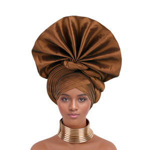 Turbante ASO OKE Listo para Usar, Gele Nigeriano Africano con Piedras y Cuentas, Gorros para Fiestas - Product Image 6