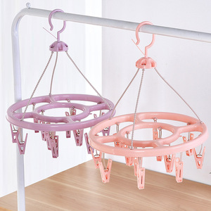 Round Hanging Clothes Drying Rack With <b>Clips</b> Space Saving Mobile Design For Socks Underwear Baby Clothes - Product Image 2
