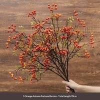 Bunga Buatan Busa PE Berkualitas Tinggi untuk Meja Ruang Tamu, Hiasan Buah Holly Merah, Bunga Dekoratif Buah-buahan Kaya Warna, Pewarnaan Tahunan
