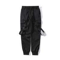 Pantalons cargo décontractés pour hommes, prix d'usine, noir pur, poche latérale, design simple, leggings durables pour hommes