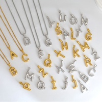 Pendentif personnalisé en acier inoxydable 316L plaqué or 18 carats, breloques alphabet bulles épaisses pour la fabrication de colliers, bracelets et bijoux