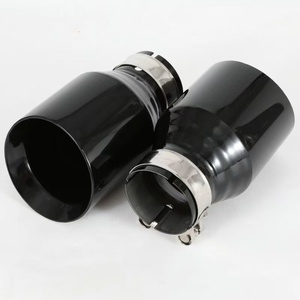 Punta de escape universal de acero inoxidable negro brillante de fábrica para modificación de automóviles - Product Image 4