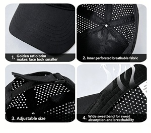 Custom Quick Dry Sport <b>Baseball</b> <b>Cap</b> Laser Cut Mesh Performance <b>Cap</b> Adjustable <b>Plain</b> Curved Brim Snapback Hat for Women and Men - Product Image 2
