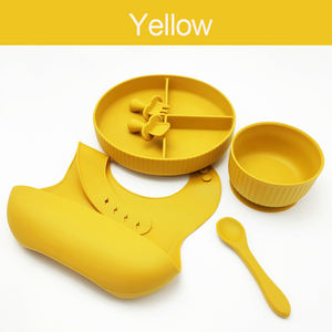Ensemble d'alimentation en Silicone sans BPA pour bébé, bavoir, bol d'aspiration et cuillère, vaisselle, aide à l'alimentation - Product Image 2