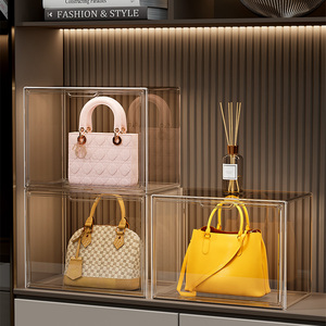 Acrylic Rõ Ràng Minh Bạch Túi Xách Tổ Chức Lưu Trữ Cho Tủ Quần Áo Với Biểu Tượng Tùy Chỉnh Có Thể Xếp Chồng Khổng Lồ Từ Hiển Thị Bộ Sưu Tập Hộp - Product Image 6