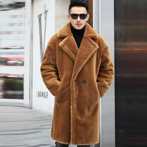 Abrigo <span class=keywords><strong>de</strong></span> lana <span class=keywords><strong>de</strong></span> <span class=keywords><strong>alpaca</strong></span> <span class=keywords><strong>de</strong></span> gran tamaño personalizado, chaqueta <span class=keywords><strong>de</strong></span> piel <span class=keywords><strong>de</strong></span> invierno con solapa polar, abrigos largos <span class=keywords><strong>de</strong></span> cordero para hombre - Product Image 1