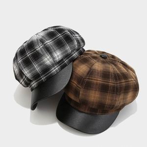 หมวกทรงนิวส์บอยสไตล์วินเทจญี่ปุ่นปี 2024 ลายตาราง 8 ชิ้น แฟชั่นลายสก็อตสำหรับผู้หญิง - Product Image 3