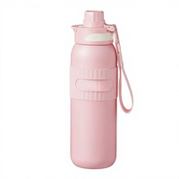 Bouteille d'eau sport en titane pur à double paroi de 600 ml, 12h chaud/froid, antibactérienne, avec paille, couleur beige abricot, logo personnalisé, vente en gros