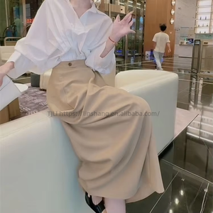 Women's New Arrival Asymmetric Solid-Color Shirt and Skirt 2-Piece <b>Set</b> Fashion - Product Image 3