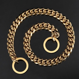 Cadenas de Acero Inoxidable con Diseño Cubano, Cadenas para Perros, Collar de Perro de Lujo, Oro de 18K, Eslabones Cubanos con Recubrimiento PVD - Product Image 4