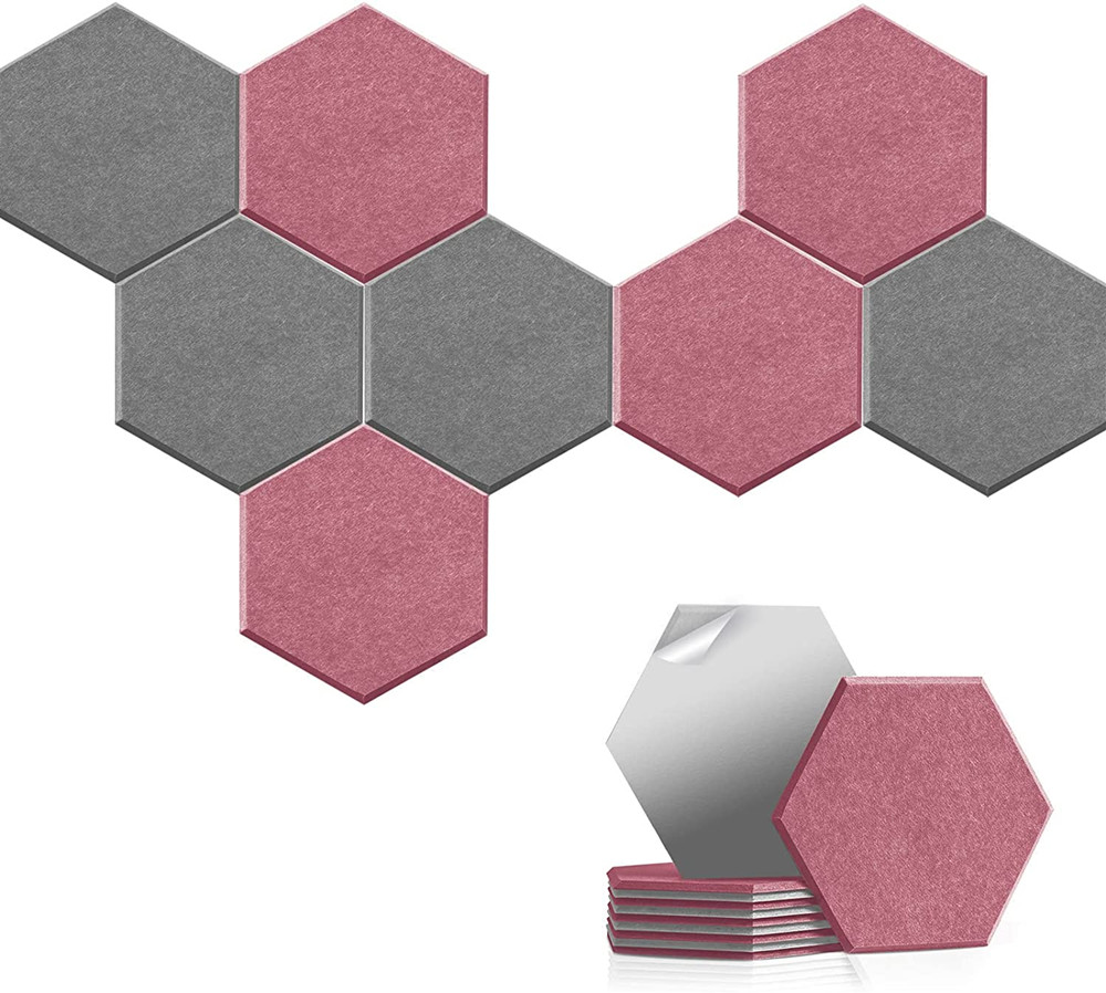 Самоклеящиеся шестигранные акустические панели из полиэстера, звукопоглощающие настенные панели высокой плотности, звукоизоляционная прокладка