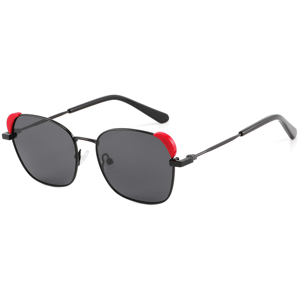 Unisex Cat Eye <b>Sunglasses</b> Black Frame Red Accents UV400 Protection Adult - Product Image 1