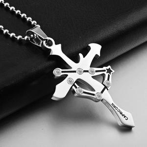 Colliers de mode vintage en acier inoxydable de luxe, étanches, avec signes du <span class=keywords><strong>zodiaque</strong></span> et croix, pour femmes et hommes - Product Image 5