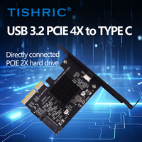 TISHRIC PCI-E SATA 4/8/16X vers Type-C Carte Adaptateur USB3.2 Gen2 20gbps Full Speed Controller Card AMS3242 Chip pour PC Window/Linux