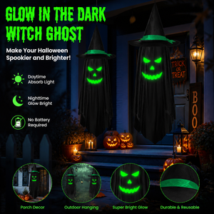 Decoraciones Colgantes de Halloween, Fantasma Espeluznante con Luz Brillante en la Oscuridad, para Jardín, Exterior, Adornos para Fiesta de Halloween - Product Image 1