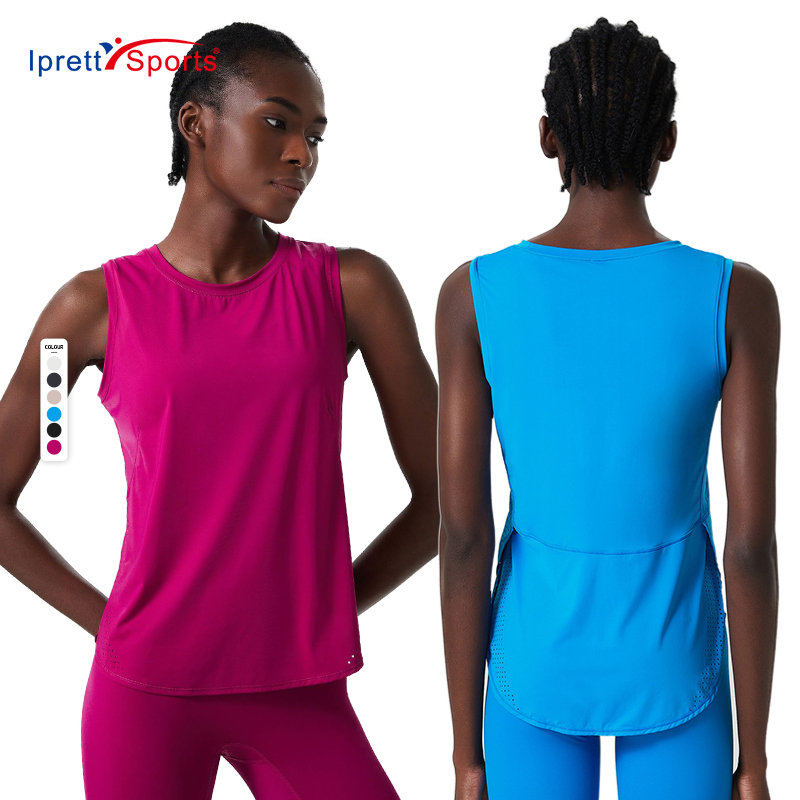 Warehouse Cold Feeling Sleeveless Loosen Crop Top Fitness Sports Wearing Round Neck T-shirt Naked Feeling Yoga Vest