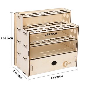 Soporte de madera para pinceles, 32 orificios, con cajón, estante de almacenamiento de escritorio para pinceles, marcadores y lápices - Product Image 1