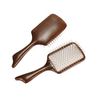 Brosse démêlante ergonomique en bois de santal naturel de haute qualité avec coussin d'air pour massage du cuir chevelu et coiffage quotidien