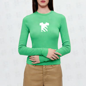 Camiseta Deportiva Ajustada de Spandex Elástico con Estampado Personalizado, Camiseta de Manga Larga para Mujer, Color Sólido, Absorbe la Humedad - Product Image 4