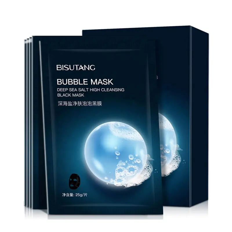 OEM ODM Face Korea Beauty Skin Care Black Mask Sheet Moisturizing Blackhead Remove Bamboo Charcoal Oxygen Bubble Mask