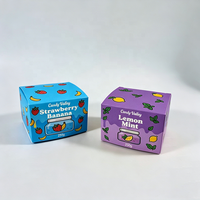 Boîte d'emballage personnalisée pour bonbons violets avec impressions citron et menthe pour produits aromatisés citron-menthe avec logo personnalisé