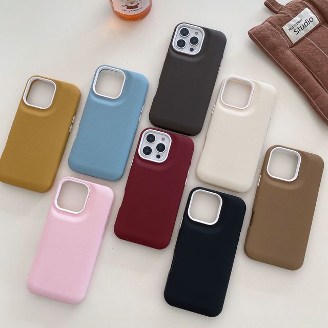 New Simple Solid Color Leather Bulge Stylish Phone case for IPhone16 15promax 14pro Fall protection case 13 12 11