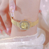 BS-FA1777 nouvelle montre en or pour femmes rétro chanceux petit carré oreille de blé Mini montre mode acier ceinture montre à Quartz