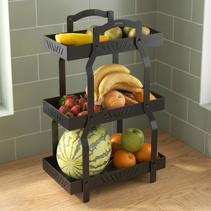 Estante Metálico de Tres Niveles para Almacenamiento de Frutas, Organizador de Cocina Apilable, Diseño Minimalista para Almacenamiento de Alimentos - Product Image 4