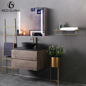 Meuble-lavabo moderne sur pied avec plateau en marbre et vasque en céramique résistante à l'eau BC-002F - Product Image 6