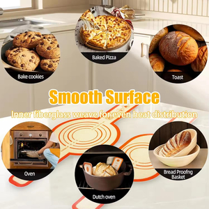 Factory OEM Non-Stick Reusable <b>Baking</b> Supplies <b>Silicone</b> <b>Baking</b> Mat <b>Silicone</b> Bread Sling with Long Handles for Dutch Oven - Product Image 6