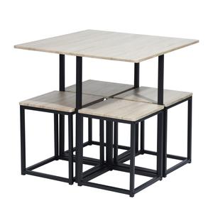 Кухонный стол и 2 стула на 4 дюйма со скамейкой, 4 предмета, обеденный стол в комплекте для небольшой квартиры в стиле ретро - Product Image 1