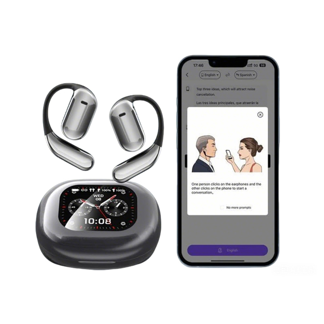 Wireless Translate Earbuds with LCD Touch Screen BT 5.4 Real Time AI Language Translation Earphone with 144 Languages New