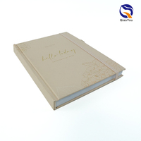 Échantillon disponible, conception personnalisée, logo en feuille d'or, reliure parfaite, couverture rigide, agendas et carnets avec marque-page en ruban
