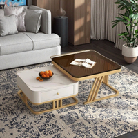 Ensemble de meubles de salon modernes modulaires or et blanc du fabricant chinois, comprenant une table basse en verre et des panneaux solides pour la maison