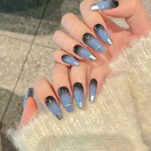 <span class=keywords><strong>Uñas</strong></span> Postizas Metálicas con Degradado <span class=keywords><strong>de</strong></span> <span class=keywords><strong>Dos</strong></span> <span class=keywords><strong>Colores</strong></span> para Dedos con <span class=keywords><strong>Diseño</strong></span> Cyberpunk Oscuro Prediseñado - Product Image 5