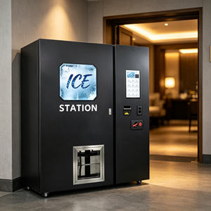 Distributeur automatique de glaçons avec distributeur de gobelets, service libre 24h/24 et 7j/7, kiosque à glaçons avec traitement de l'eau RO et ensachage automatique - Product Image 1