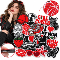 Patch brodé thermocollant et à coudre, motifs variés : Rouge, Noir, Blanc, Girl Power, Fraise, Rouge à lèvres, Chat, Cœur, Maman, Mignon