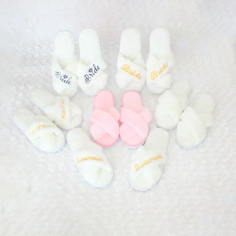 Five-star Hotel Disposable Slippers Hotel Imitation Rabbit Fur Cross Slippers Anti-slip Thickened Home Party Slipper