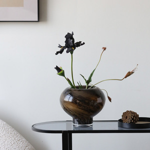 <span class=keywords><strong>Vase</strong></span> en verre brun glacé de luxe moderne Dwax, <span class=keywords><strong>vase</strong></span> de table pour mariage, décoration de salon, arrangements de salle à manger - Product Image 4