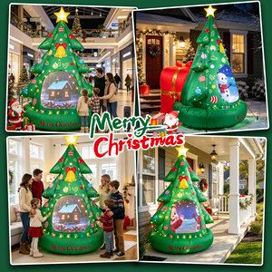 Sapin de Noël gonflable populaire avec projecteur intégré, décoration lumineuse extérieure pour jardin, sapin de Noël gonflable coloré avec LED - Product Image 6