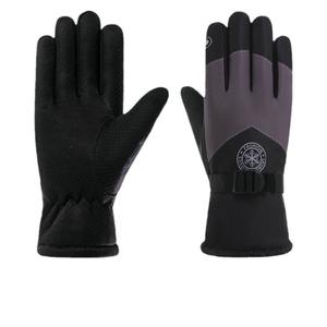 Gants de ski pour le ski alpin, en cuir rose grisâtre, unisexes, pour adultes, chauds, imperméables, doublés de polaire, épais - Product Image 1