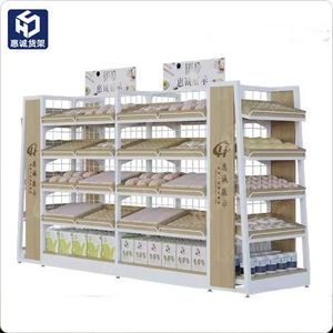 Tùy chỉnh Gondola siêu thị kệ trưng bày, thép nhẹ và gỗ, hai mặt nhiều lớp với Kệ Lưới - Product Image 1