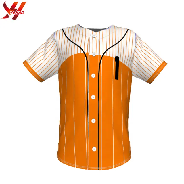 Oem Custom Made Polyester Custom Streep Sublimatie Baseball Jersey