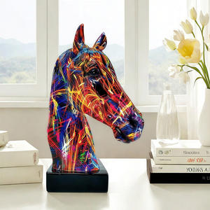 Adorno de Cabeza de Caballo Colorido Chino, Decoración para el Hogar u Oficina, Caballo de la Suerte Fu, Artesanía de Resina Epoxi, Escultura Artística, Arte Popular - Product Image 2