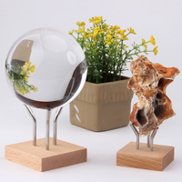 Nouveau support pliable en métal et bois au design moderne pour présentoir de cristaux 6,5x6,5 – Support pour boules de pierres précieuses et minéraux