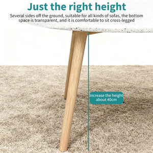 Tùy chỉnh thiết kế độc đáo hình dạng bàn cà phê với chân gỗ và đầu đá cẩm thạch - Product Image 3