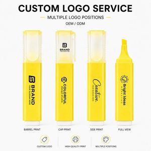 Custom Logo <b>Mini</b> Square <b>Highlighter</b> Set 6 Colors Vibrant Chisel Tip Fluorescent Markers for School Office Promotional Gift - Product Image 3